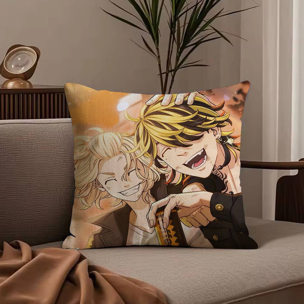 T-Tokyo r-Revengers Anime Pillow Case Anti-dustmite Pillowcase Invisible zipper silky short plush Sofa cushion cover