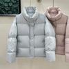 Womens Short Puffer Jacket 95% White Duck Down Thick Warm Coat Stand Collar Loose Fit Cold Winter