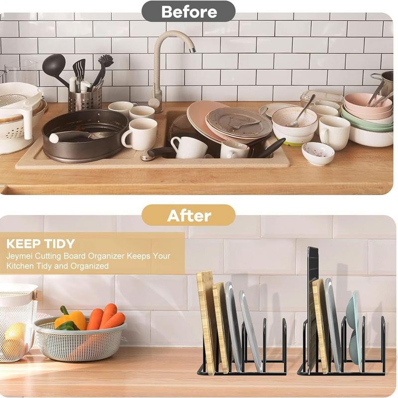 Kitchen Dish Drying Rack Space-Saving 5 Slot Multifunctional Storage Rack Pot Organizer Kitchen Accessories Cutting Board Holder