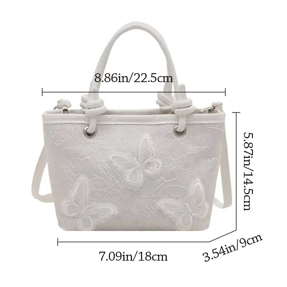 Butterfly Chinese Style Bucket Bag Artistic Canvas Material Cheongsam Handbag Tassel Decoration Magnetic Buckle Closure