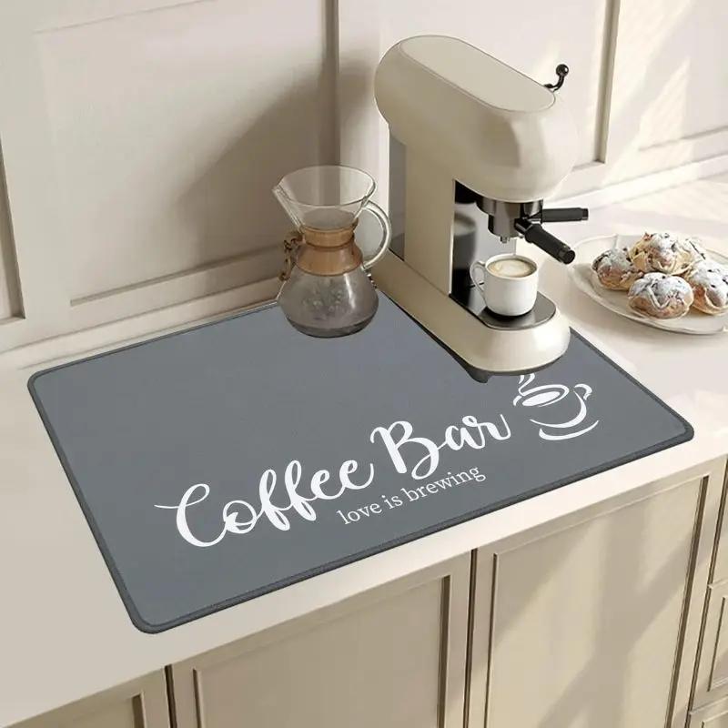 Coffee Cup Drying Mat Non-slip Absorbent Diatoms Tableware Kitchen Counter Drain Coffee Bar Drain Mats Desktop Home Decoration
