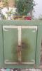 Antique Hand-Painted Wooden Window Jharokha: Rustic Green Wall Decor