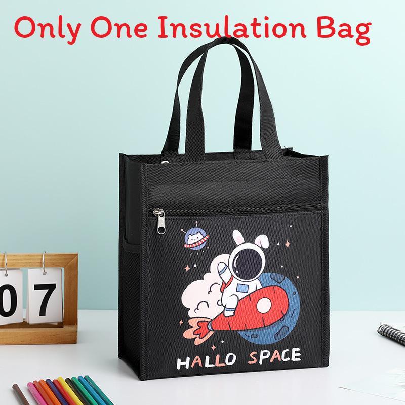 Cartoon Canvas Lunch Bag With Material For Kids School Snack Organizer