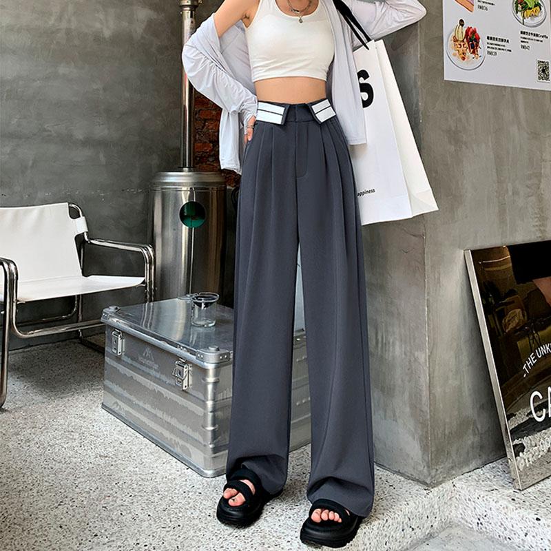 Women's Clothes Vintage Suit Office Wear Straight Pants Baggy High Waist Wide Leg Baggy 2023 Trousers Summer Korean Style