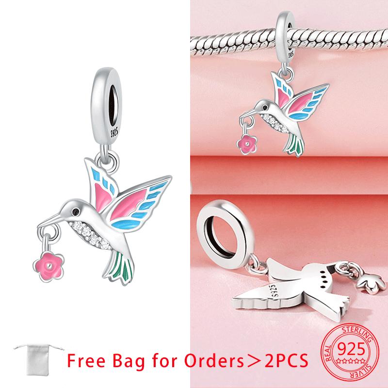 Original Copper Animal Colorful Parrot Jade Series Charms Hummingbird Bird Beads Pendant Fit Diy Bracelet Women Jewelry Gift