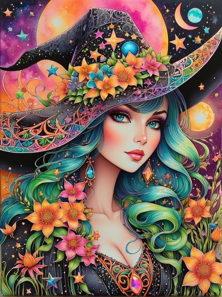 Fairy Dust AB Wonderful Witch Girl 5D Diamond Painting Kits Cartoon Magic Woman Art DIY Drills Mosaic Embroidery Cross-stitch