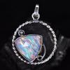 925 Sterling Silver CERTIFIED Natural Opal Trillion 30 Ct Gemstone Pendant