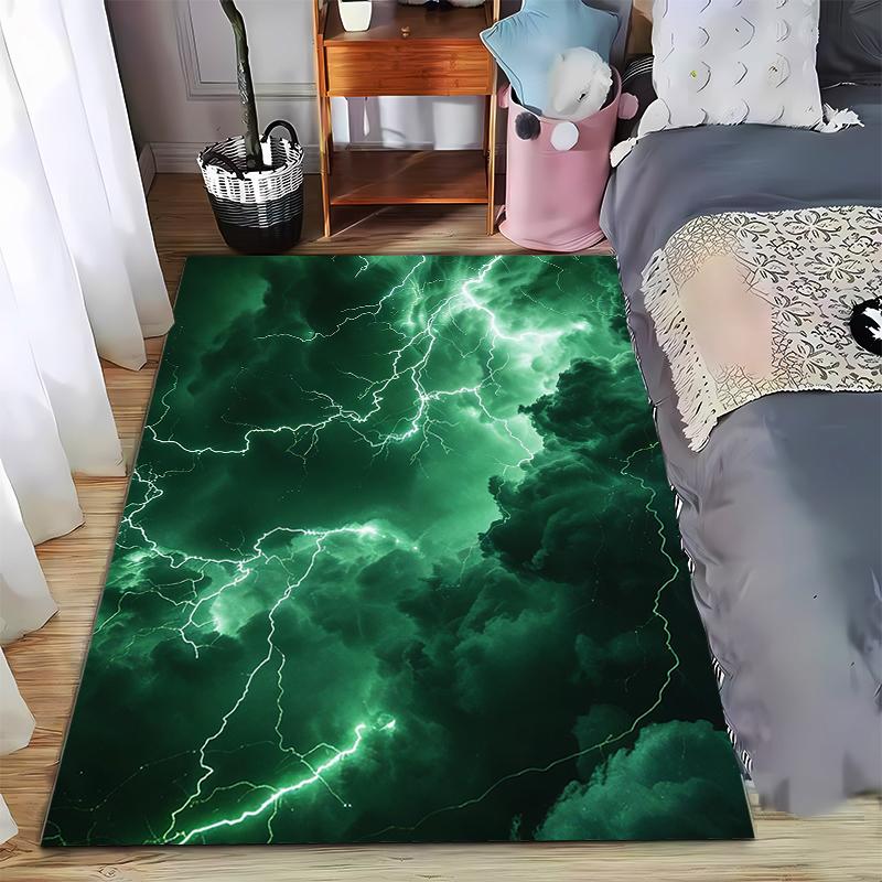Green Thunderstorm Lightning Cloud Pattern Carpet for Home Decor Suitable for use as an anti-slip for living room bedroom sofas 40x60cm( 15x23in )