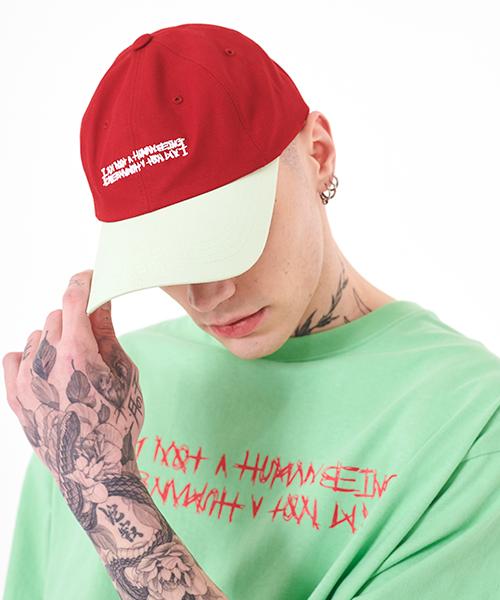 Aimnaseohyumeonbiing Basic Logo Multicolor Cap - Red&Light Green