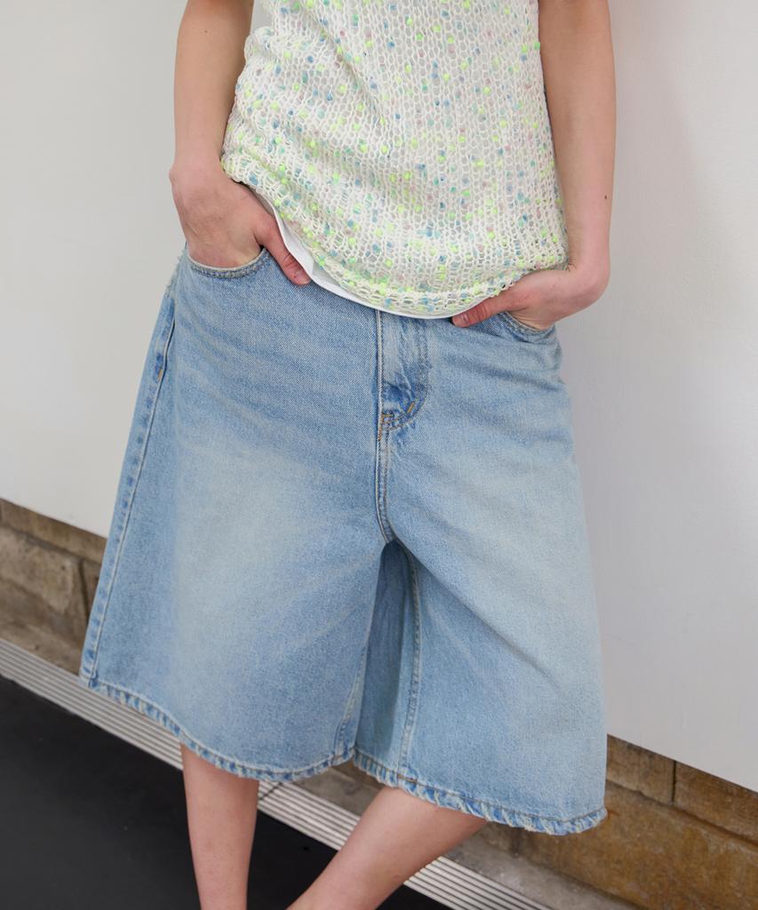 Leuba Relaxed Wide Bermuda Denim - Light Blue