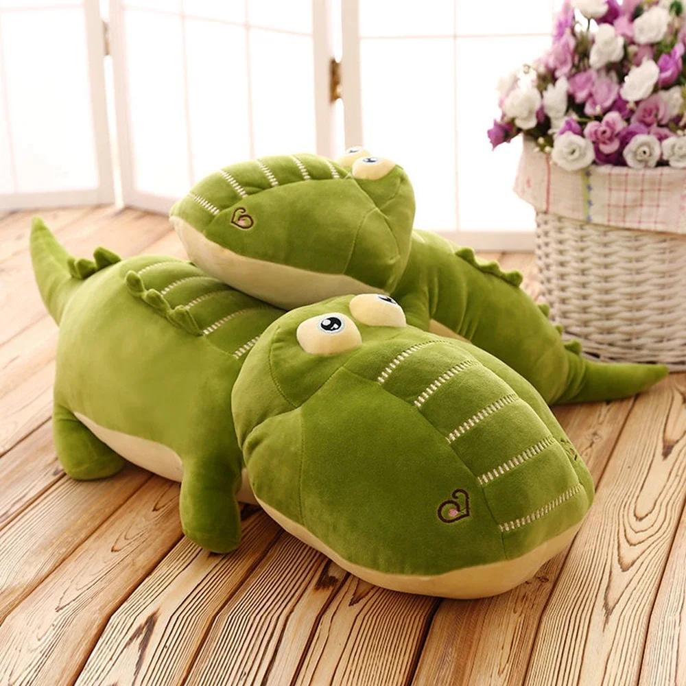 40CM Super Soft Crocodile Hair Stuffed Velvet Toy Green Pillow Full Doll  Jungle Giant Alligator Kids Anime Birthday Gift