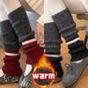 2pairs American Retro Cashmere Color Blocking Long Sock Winter Warm Knitted Leg Warmers for Women Lolita JK Boot Cover Stockings