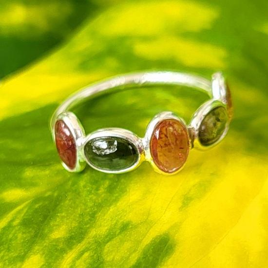 Tourmaline Natural 925 Sterling Silver Eternity Pear Ring Sz 7 US Gift  Ring A31