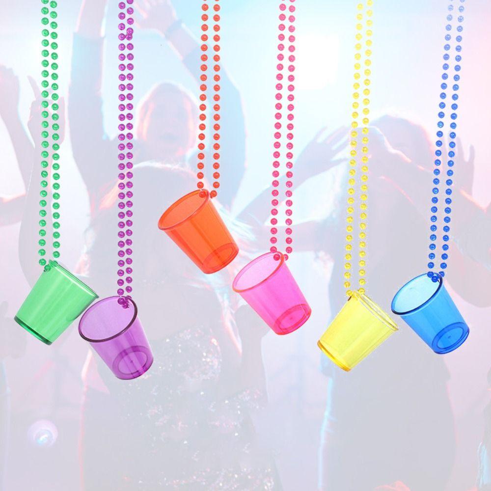 5Pcs Transparent Bachelorette Party Shot Glasses Hanging Necklace Small Wine Glass Bridal Showers