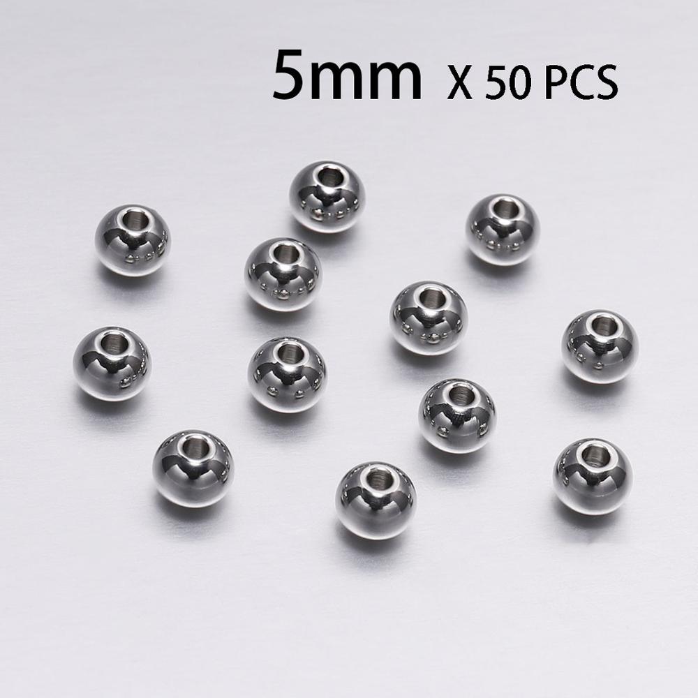 3/4/5/6/7/8MM Distanční korálek z nerezové oceli Kovové kulaté volné vymezovací korálky Pro výrobu šperků Náramek Nálezy pro kutily