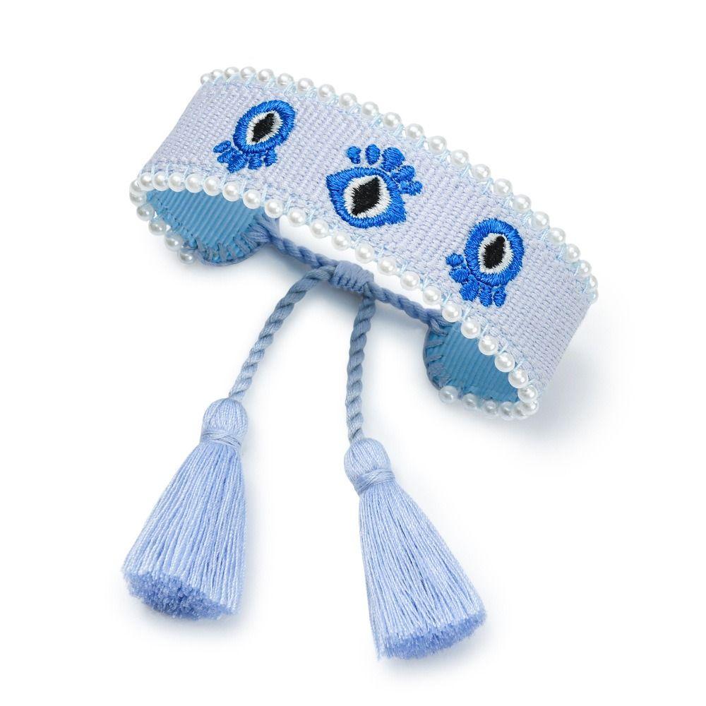 Pearl Evil Eyes Bracelets Adjustable Rope Blue Eyes Bracelet Woven Charm Bracelets  Women Girls
