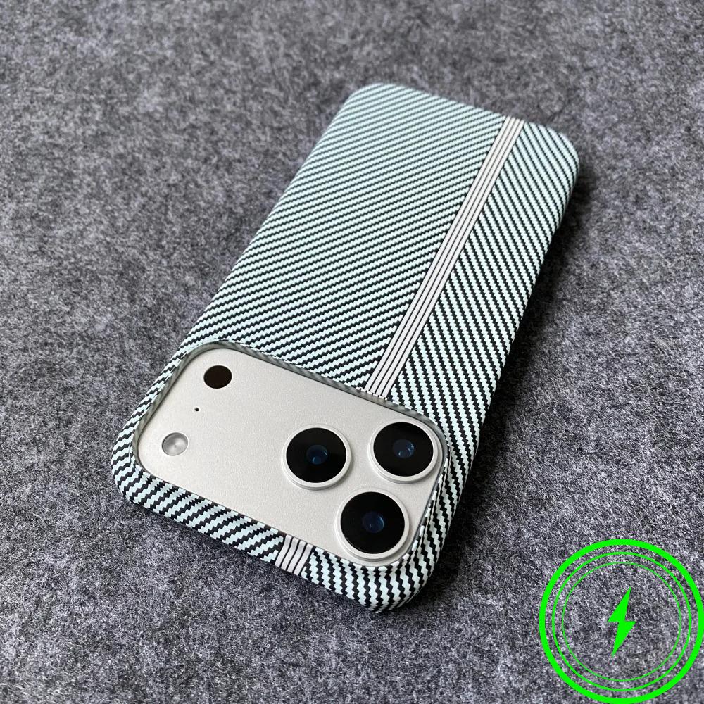 Slim Rugged Carbon Fibre Kevlar Pattern Magnetic Case For IPhone 17 Air 16 Plus 15 14 13 Pro Max Frameless Shockproof Hard Cover