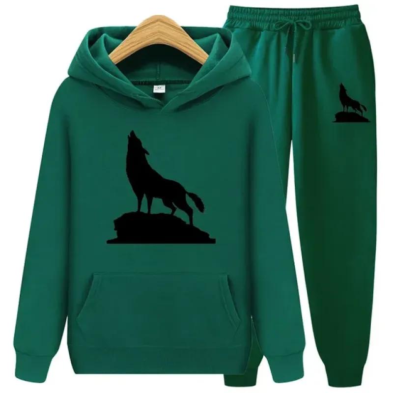 2023 Autumn Winter Hoodie Suit Men's Trousers Leisure Running Sports Sets Men Print Two-Piece Set Male Fashion Jogging Tracksuit