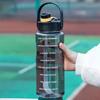 Portable Large Capacity Sports Water Bottle Plastic Cup Leak-proof With Straw And Time Marker For Home Outdoor Sports