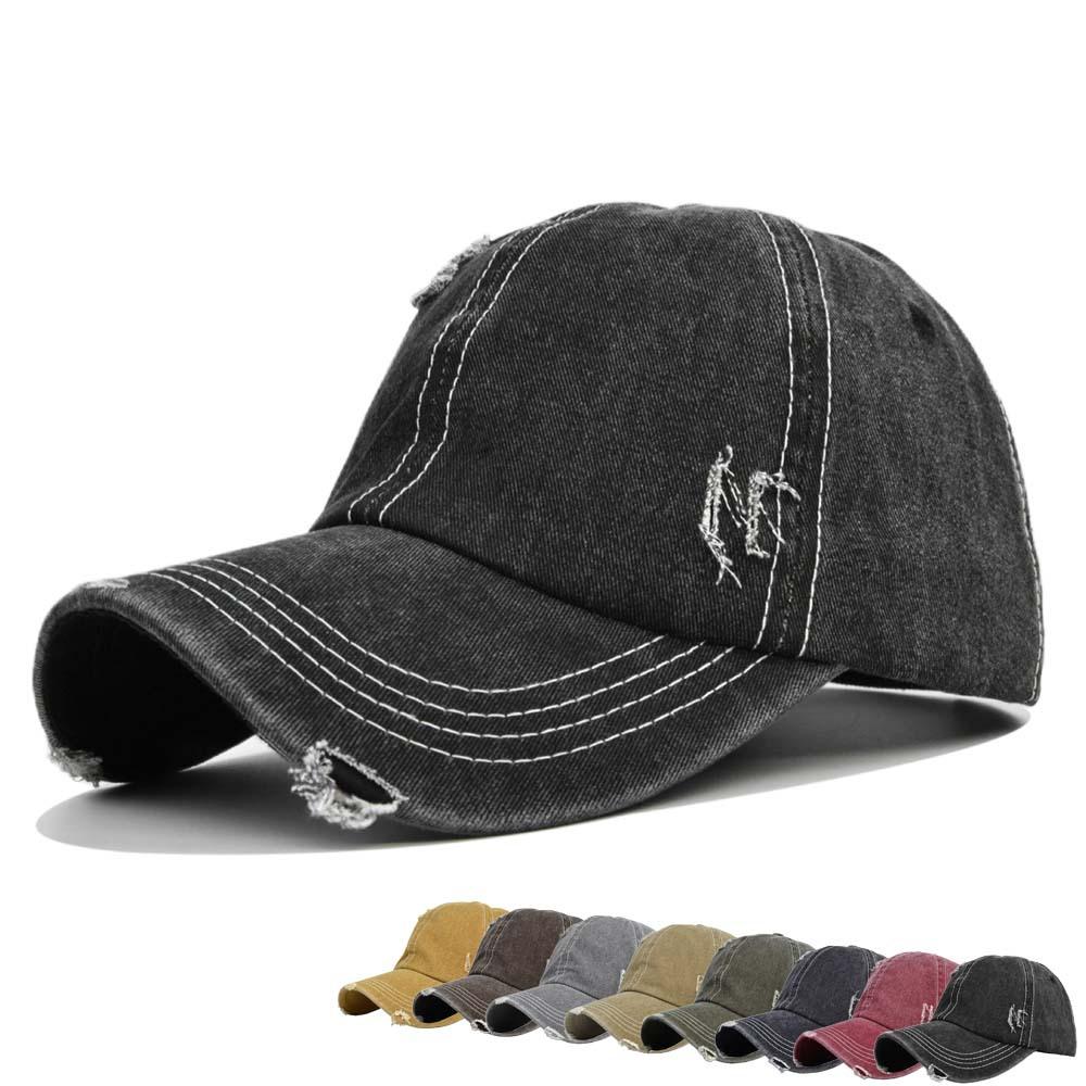 Baseball Retro Cap Denim Distressed Washed Old Solid Color Duckbill Hat Hat Sun