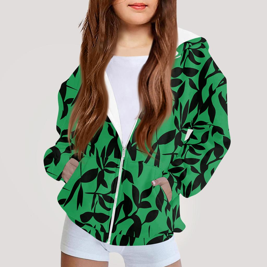 Kinder Mode Bedrucktes Langarm Kapuzensweatshirt Mädchen Hoodie Jacke