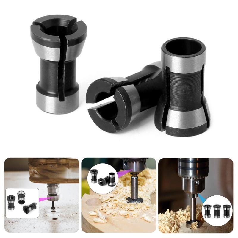 3 Stück Hochpräzisions-Trimmer-Fräser-Spannzangen-Adapter-Set für verbesserte Kompatibilität und Effizienz in Graviermaschinen