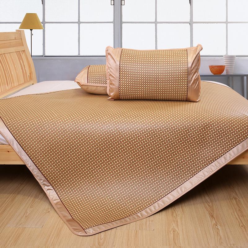 **Reversible Ice Silk & Indonesian Rattan Summer Mat Set (3-Piece, Foldable, 1.8m)**