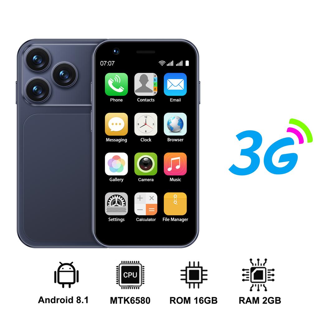 SERVO 18SE MINI Kleines Android-Smartphone 3G WCDMA Dual-SIM-Karte 2GB+16GB Play Store Wi-Fi Gesichtserkennung 3,0 Zoll Mini-Smartphones