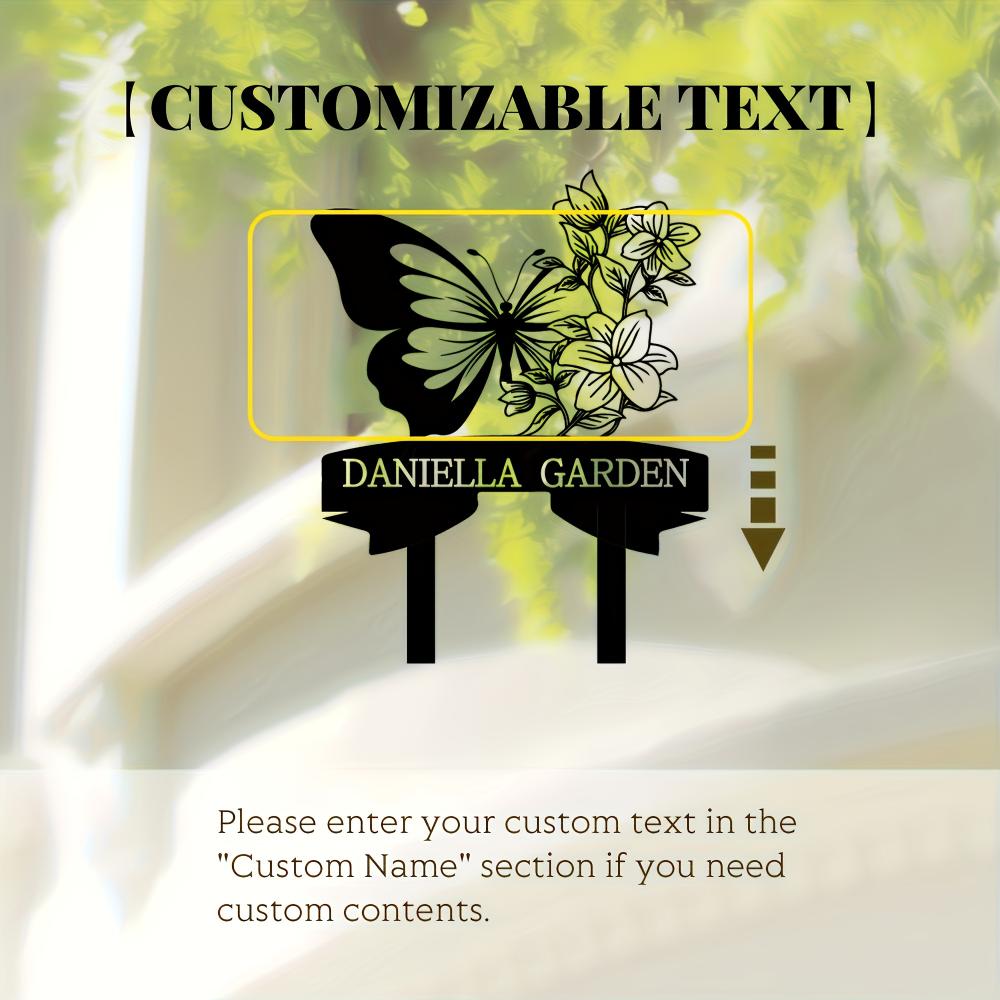 Metal Wall Art Decor, Butterfly Flower Garden Sign, Outdoor Metal Plaque, Easy Hanging for Camping Cabin