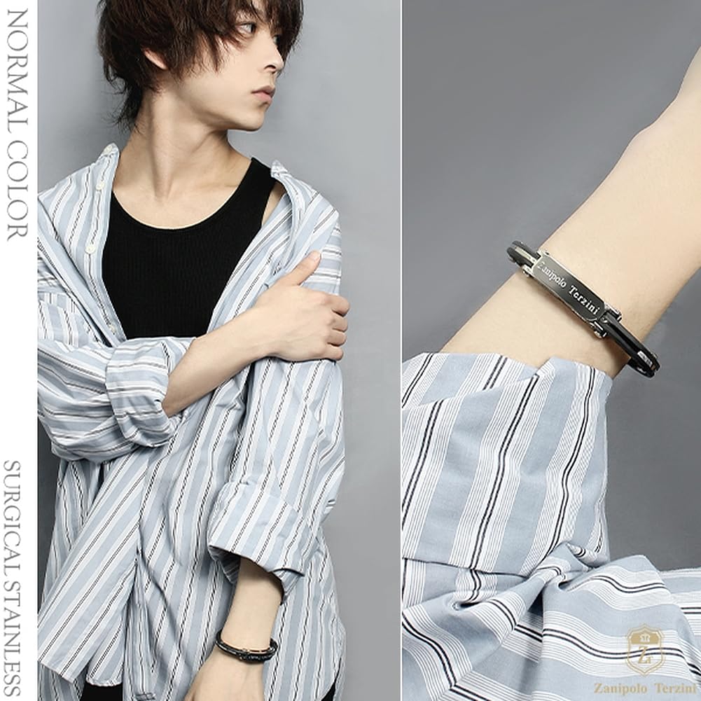 Zanipolo Tarzini Plated Rubber Bangle Bracelet (Limited Edition Gold Color) 17cm Surgical Stainless Steel
