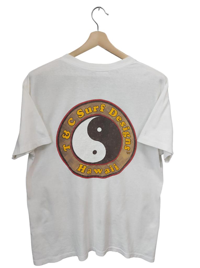 80s Vintage Ying Yang Town & Country Surf Skate Store Shop T and C Aloha Hawaii Hang Loose Surfing Town and Country Hawaii Shirt Large USA