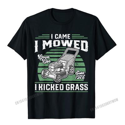 I Came I Mowed I Kicked Grass Funny Lawn Mower For Dad TShirt Camisas Unisex Tops Tees Company Street Cotton Unisex T Shirt Crazy