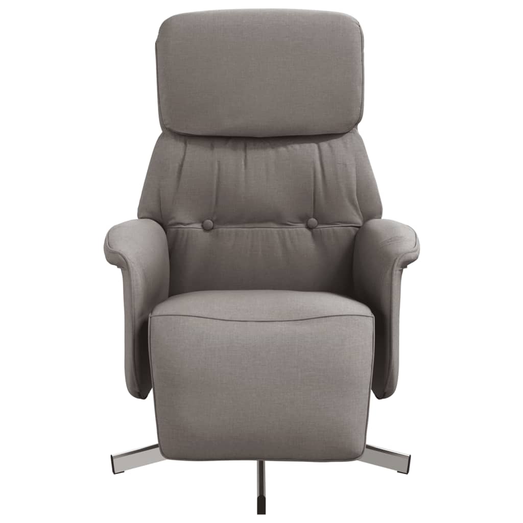 Folding Armchair with Footrest, Taupe Color, Fabric