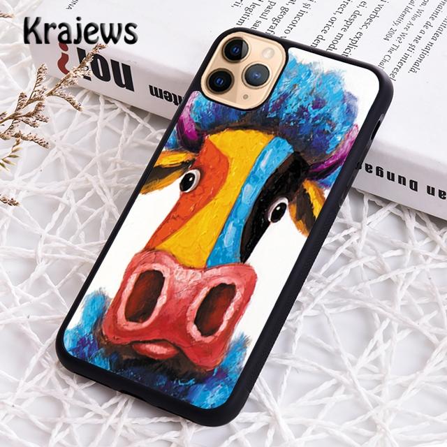 Krajews Animal cattle cow watercolor painting Phone Case For iPhone 17 Air 16 15 14 plus 11 12 13 pro max coque Fundas