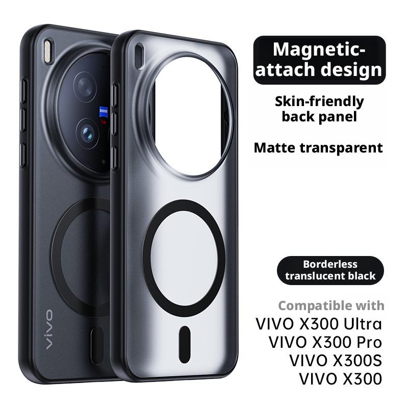 For Vivo X300 Ultra/X300s/X300 Pro/X300 Case Skin-feel Matte Translucent 360° Holder Ring Magnetic Anti-slip Anti-stain Cover