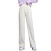 Women Winter Pants Elastic High Waist Straight Wide Leg Velvet Lining Long Pants Solid