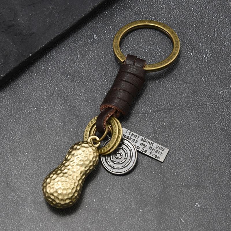 Bohemian Styles Braided Peanut Key Holder Sturdy Alloy Attachment Leather Accessory For Travel