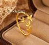 14k Gold Vermeil And Sterling Silver Leaf Ring Dainty Floral Vine, Adjustable Band, Women's Leaf Band