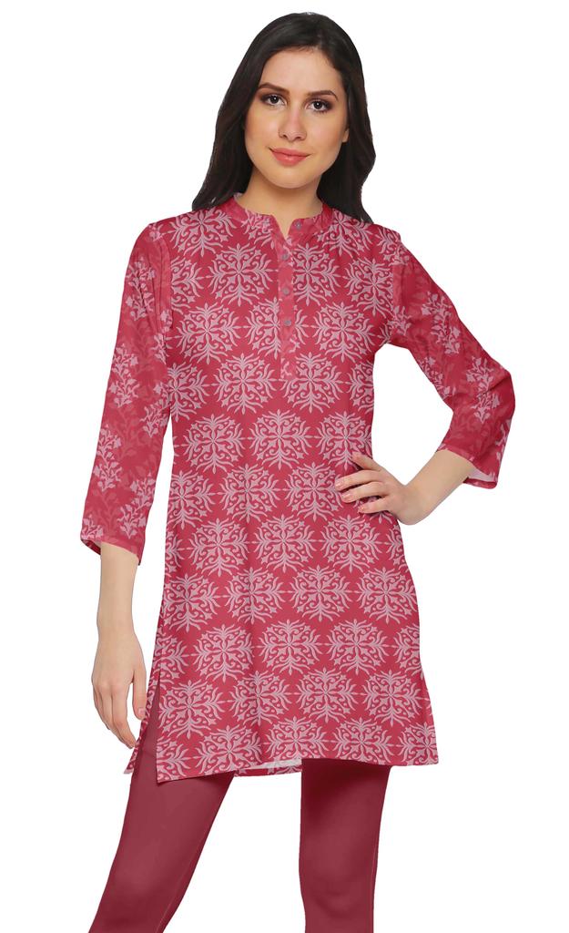 Moomaya Printed Side Slit Short Kurta Tunic For Women Summer Wear Ladies