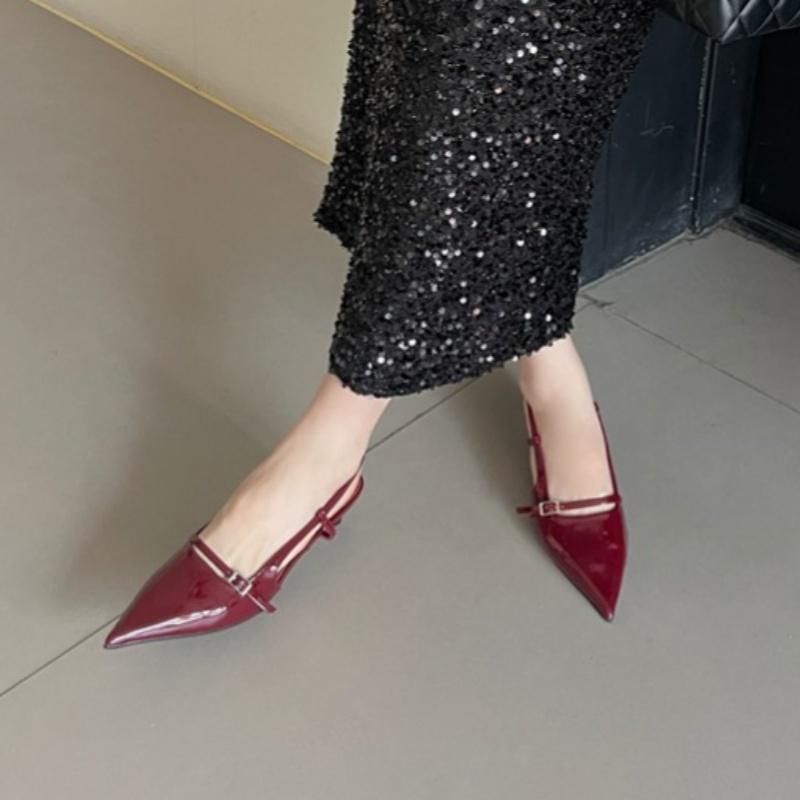 Fashion Bailamos 2024 Fashion Brand Design Buckle Women Pumps Point Toe Slip On Work Shoes Low Heel Spring Autumn Party Wedding Shoes Mu