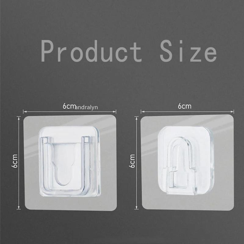 Double Sided Adhesive Wall Hooks Hanger Strong Invisible Traceless Snap Hook  Kitchen Bathroom Storage Hooks Plug Socket Holders