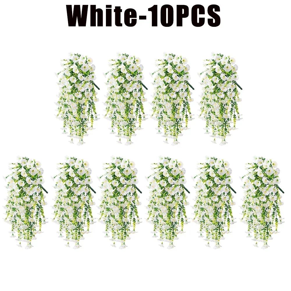 Artificial Morning Glory Wall Hanging Faux Violet Plants Hanging Flowers Simulated Leaf Vines for Home Garden Wedding Decora