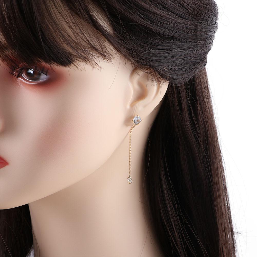 Korean Front And Back Simple Two wear Delicate Zircon Earrings Stud Earrings Jewelry Long Tassel