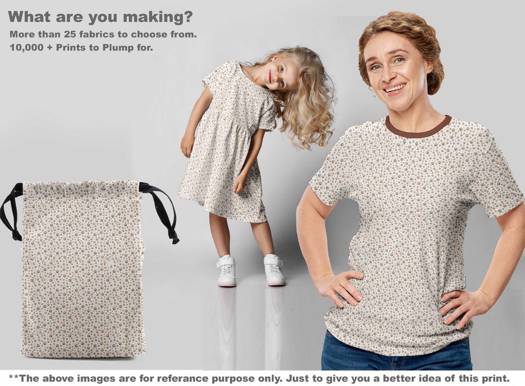 oneOone Cotton Flex Brown Fabric Paw Sewing Material Print Fabric By The Yard 40 Inch