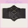 Magnetic Heart Shaped Buckle Waist Belt Elastic Waistband And Leather Synthetic