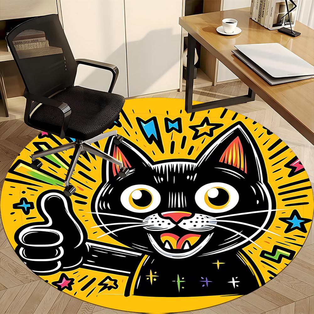 1pc Cat Party Office Round Area Rug, Under Office Chairs Bedroom Living Room Home Decor, Room Deco