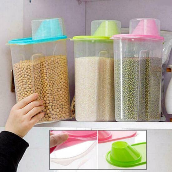 1.9/2.5L Transparent Food Grain Dispenser Storage Box Case Sealing Can Container