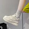 Fashion New Thick Bottom Heightening Women's Shoes Summer Mesh Breathable Beige Sneakers Casual Flat Bottom Casual Sports Board Shoes