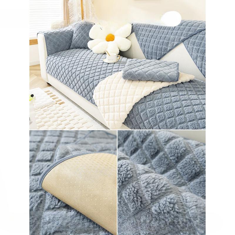 Winter Sofa Cushion Thickened Non-Slip Lambswool Seat Cover Furry Sofa Towel Cover Cloth High-Grade