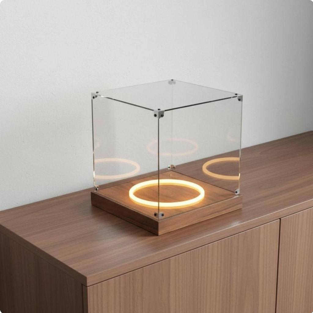 Acrylic Basketball Display Case Anti-Yellowing Clear Sports Ball Box Wooden Base